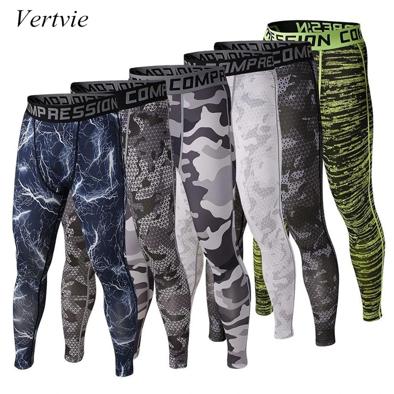 

Vertvie Men's Sports Leggings Pro Compression Pants Camouflage Print High Elastic Running Tights Basketball Leggings Sweatpants