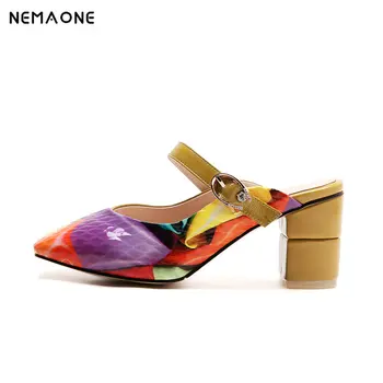 

Nemaone Women Slipper High Heels New Prints Summer Fashion Gladiator Genuine Leather Sandals Platform Shoes Woman