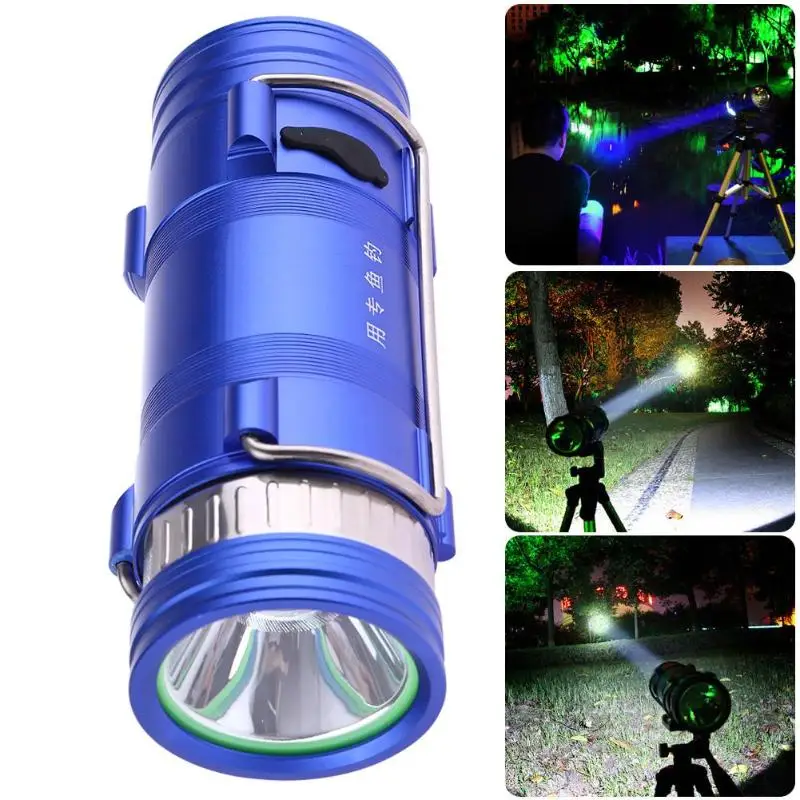 

20W 200m USB Rechargeable Dual-light Blue LED Searchlight Flashlight for Fishing Camping Searching Hunting Self-defense Torch