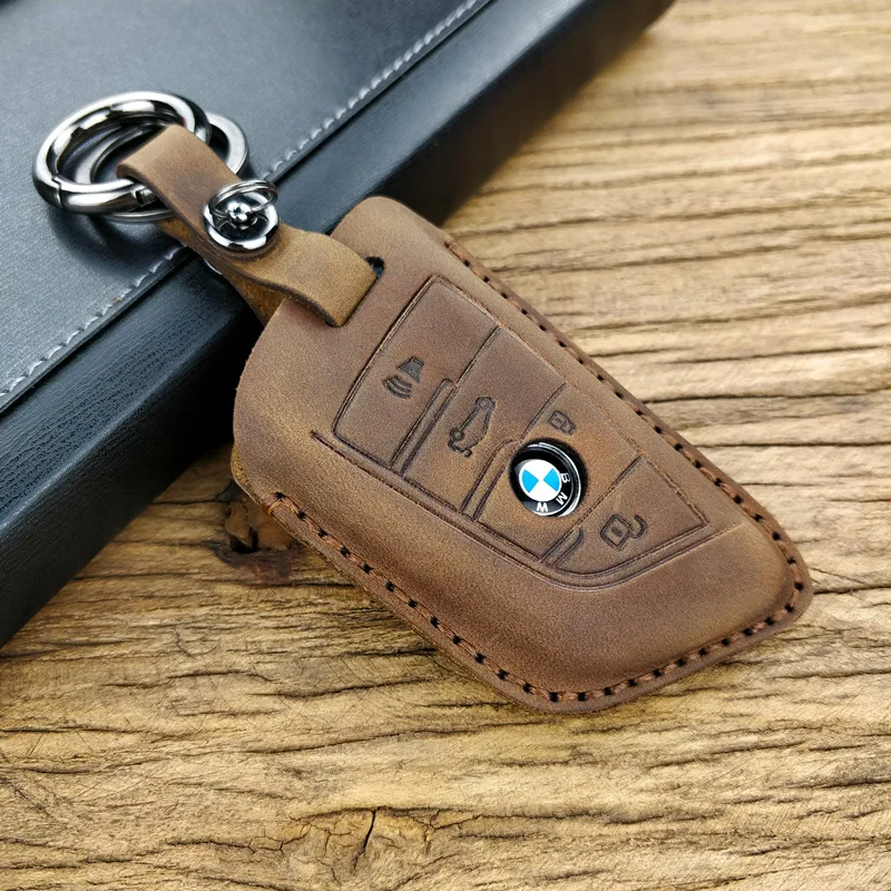 

Handmade Genuine Leather Car Key Cover Case For BMW 5 series 1 series X1 X3 X5 520i 525i 528i 530i 535i 540i 118i 120i 125i