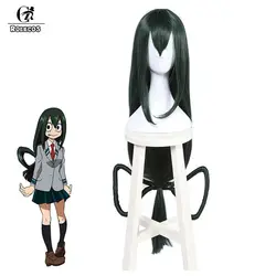 ROLECOS Мой Герой Academia Tsuyu Asui Косплей головной убор Tsuyu Asui косплей синтетические волосы 39,37 см/100 дюймов Perucas волосы