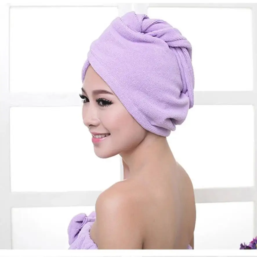 Mooistar# 4066D микрофибра банное полотенце для волос сухая шляпа Кепка быстрая сушка волос леди головные уборы - Цвет: Лаванда