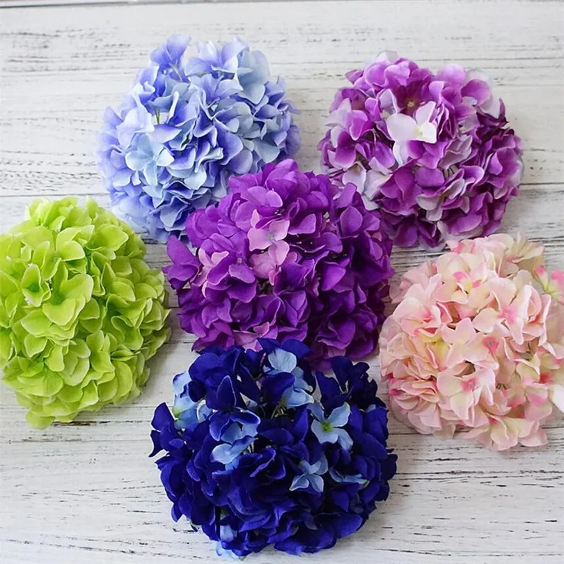 

10pcs artificial hydrangea flower heads silk hydrangea 18cm head fake decorative flowers