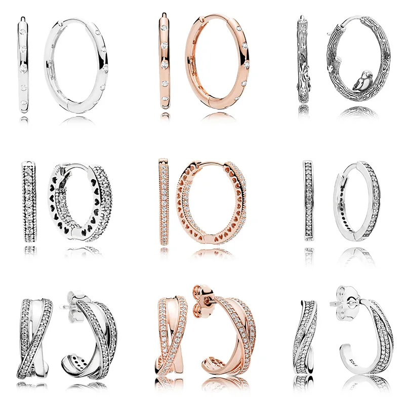 Женские серьги из стерлингового серебра 925 пробы с розовым золотом и кристаллами в виде сердца для женщин тонкие серьги ювелирные изделия