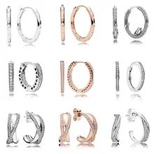 Женские серьги из стерлингового серебра 925 пробы с розовым золотом и кристаллами в виде сердца для женщин тонкие серьги ювелирные изделия