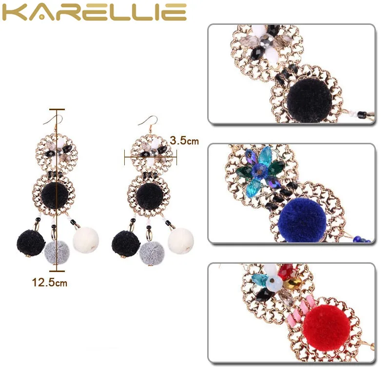 Karellie мяч Подвески длинные Серьги для Для женщин дамы Богемия Длинные висячие