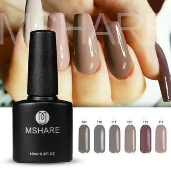 

MSHARE lakiery hybrydowe Nail Gel Polish 10ml Coffee Brown Soak Off UV Led Nail Gel Hybrid Lacquer Semi Permanent Esmaltes