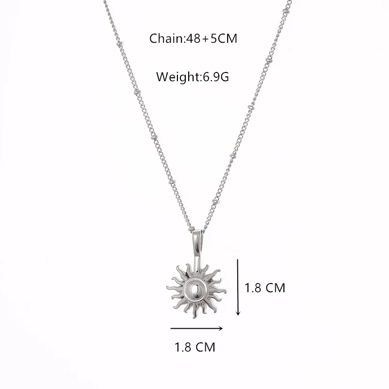 Newest 316L Stainless steel SUN Pendant Necklace Popsocket Vintage Bead Ball Sun Flower Necklace for Woman Beach Girl Best Gift