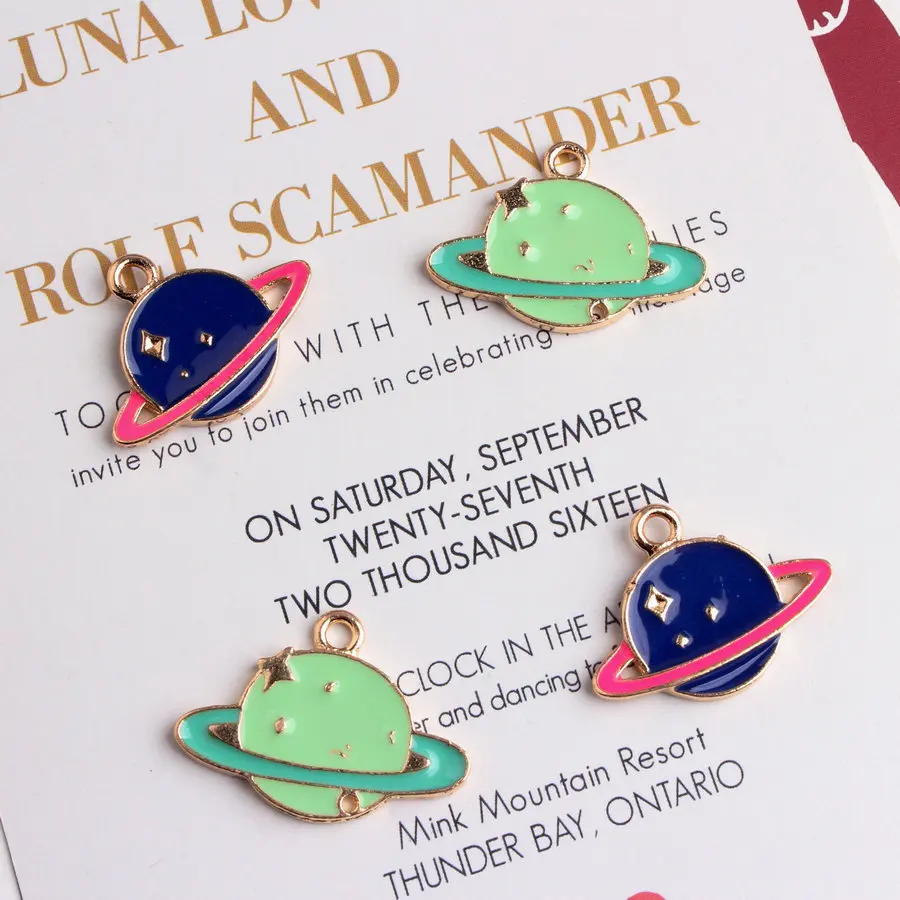 10pcs/lot Gold Color Plated Alloy Metal Enamel Cartoon Space Satellite Shape Charms Pendants DIY Fashion Jewelry Accessories | Украшения и