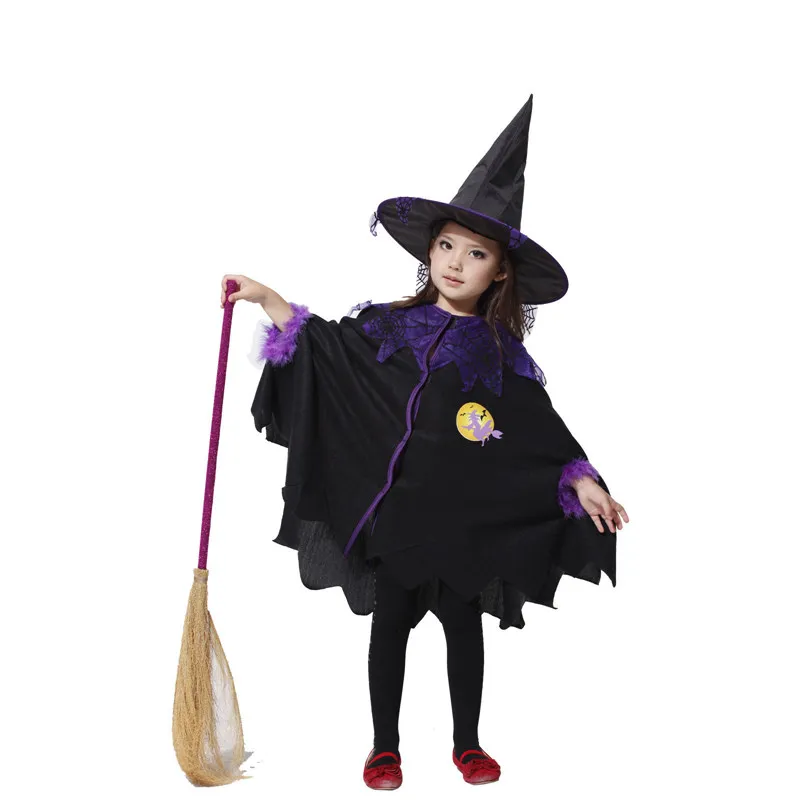 Umorden/костюмы на Хэллоуин для маленьких девочек; маскарадный костюм колдуньи; маскарадное платье; накидка