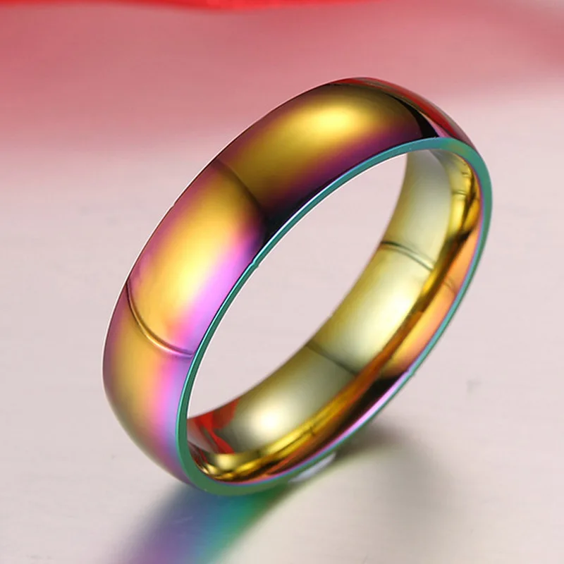 LGBT Rainbow Ring Gay Pride Colorful Men Women Titanium Stainless Steel Homosexual Couple Rings Jewelry Wedding Band Full Size