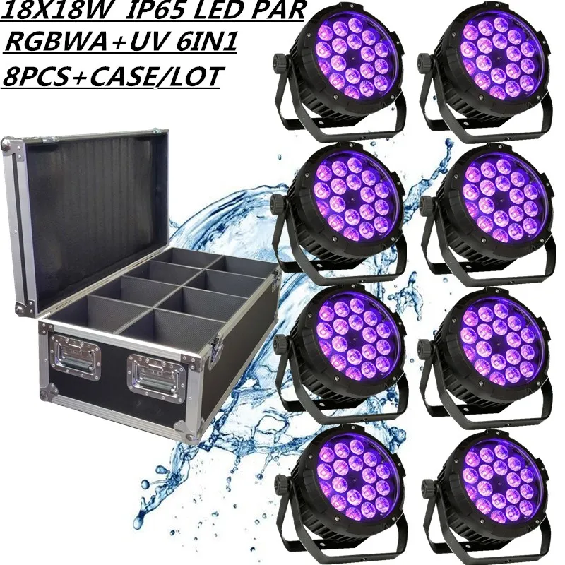 8 шт. в партии 18X18W IP65 светодиодный PAR + F светильник чехол/RGBWA УФ водонепроницаемый