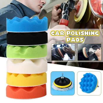 

9 Pcs 4 Inch Car Polishing Waxing Buffing Sponge Pad Kit Car Polisher Woolen&Sponge Pads Kit For Car Care Paint Care