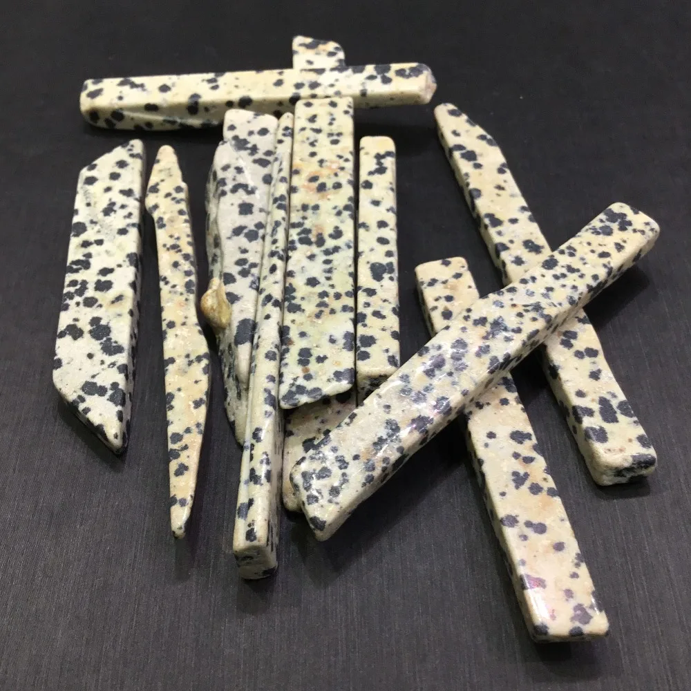 

Natural Polished Dalmatian Jasper stone strip shape Gemstones Tumbled
