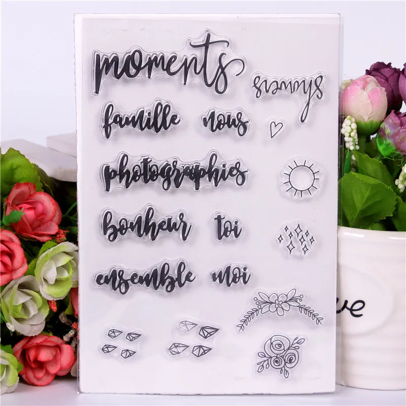 French Words Rubber Silicone Clear Stamps for Scrapbooking Tampons Transparents Seal Background
