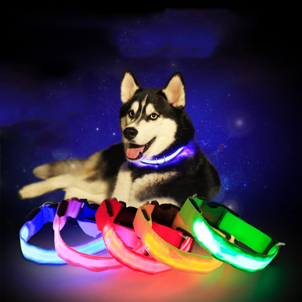 Nylon LED Pet Dog Collar charging USB 