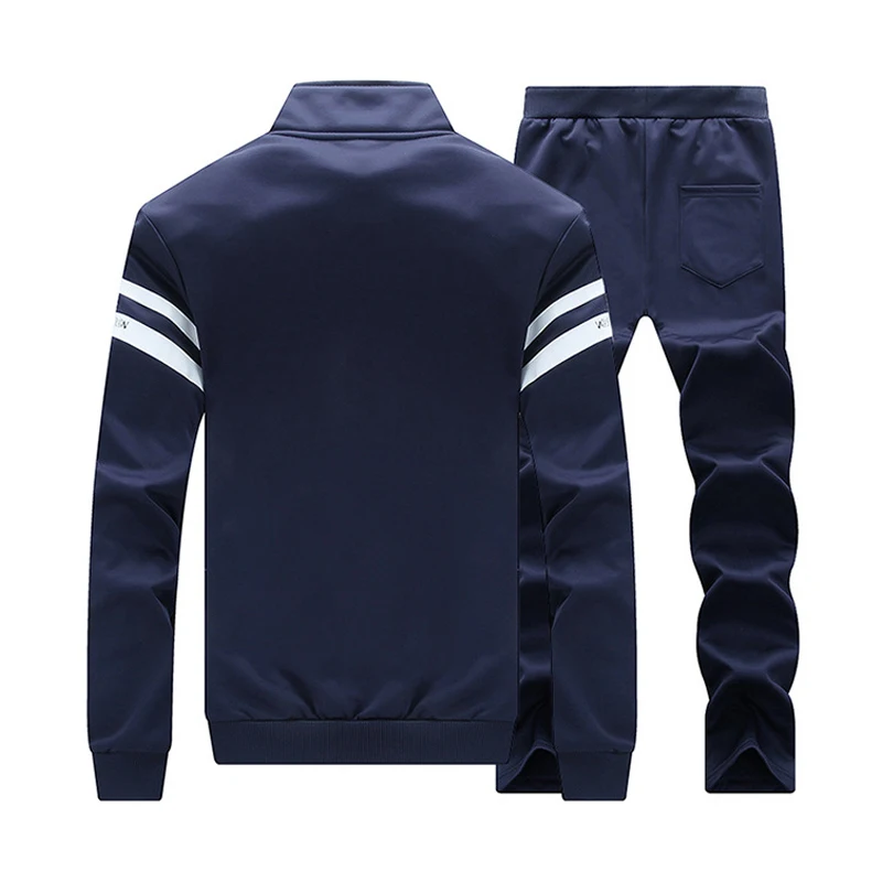 Весенний спортивный костюм комплект Для мужчин Повседневное куртка на молнии + штаны тренировочный костюм 2 шт. комплекты Для мужчин