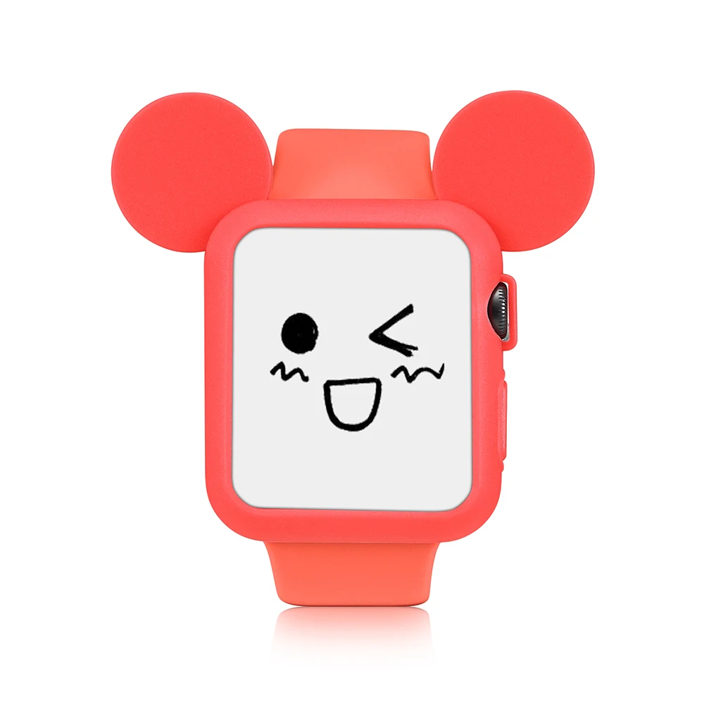 

UEBN Watch Soft Silicone Case Cover For Apple Watch Series 1 2 3 Cover For Apple Watch 38mm 42mm Cute Mickey Mouse Ears