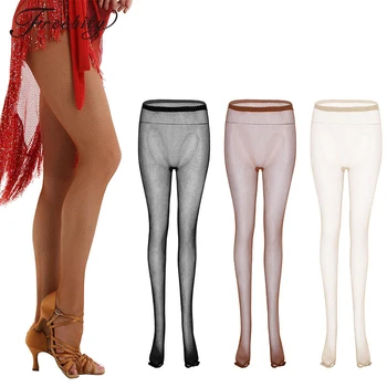 

Hot Women High Waist Open Toe Sheer Ballroom Skating Latin Professional Dance Tights Fishnet Seamless Latin Pantyhose Stockings