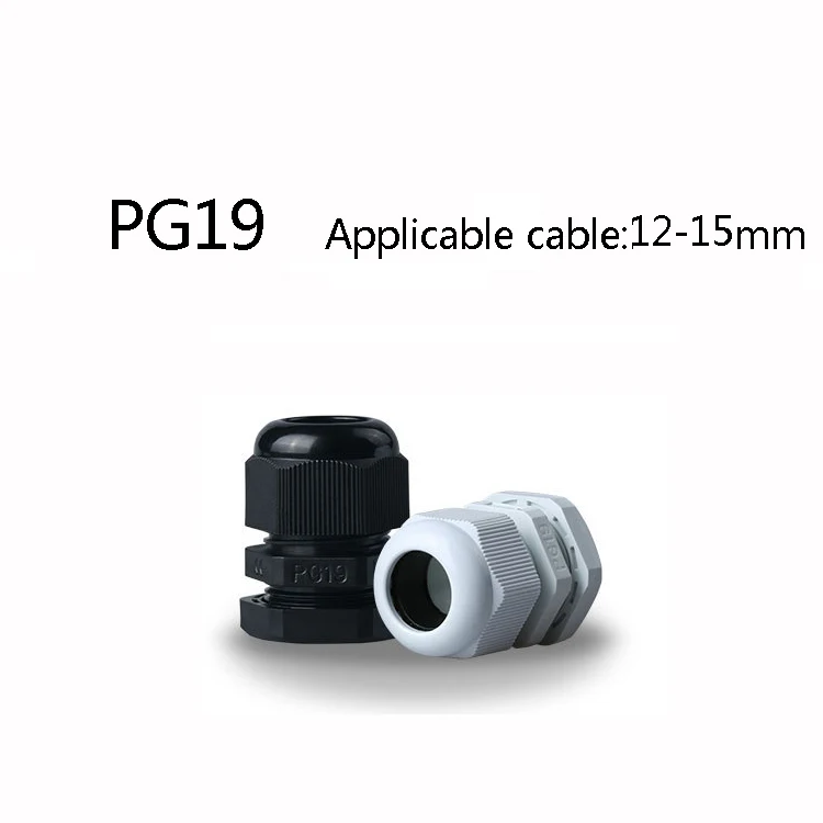 10 шт./лот PG19 черный/белый Пластик нейлоновые Водонепроницаемые кабельные сальники суставов IP68 кабельный разъем для 12-15 мм кабель