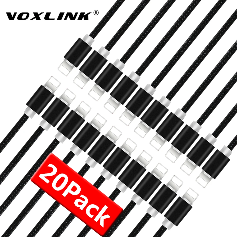 VOXLINK 20 حزمة 8Pin إلى كابل يو اس بي مهايئ شاحن سريع كابل يو اس بي ل iphone 7 6s iphone xs زائد 5 s ipad mini الهاتف المحمول الكابلات