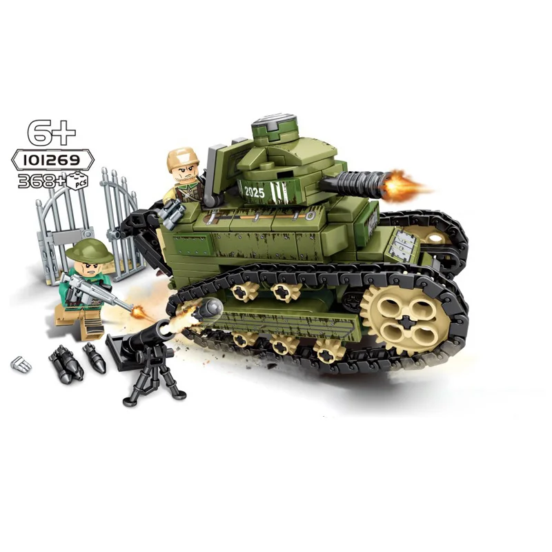 

WW2 Renault FT-17 light Tank batisbricks figures building block world war France army forces minifigs model weapons bricks toys