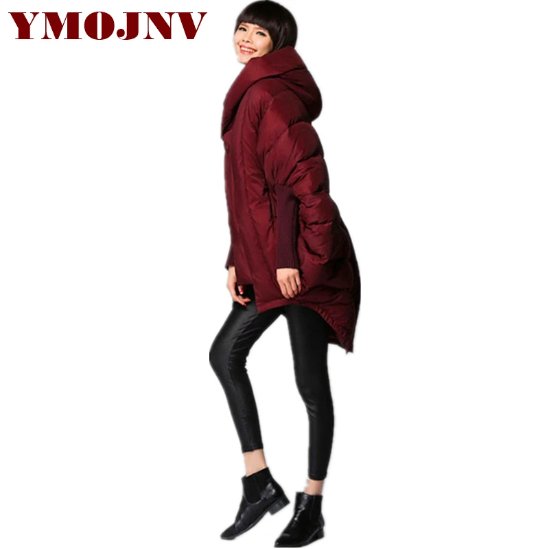 YMOJNV, женская зимняя куртка, новинка, вязанный плащ с рукавом, свободная парка, женский пуховик, зимнее пальто, теплая куртка, Женское пальто