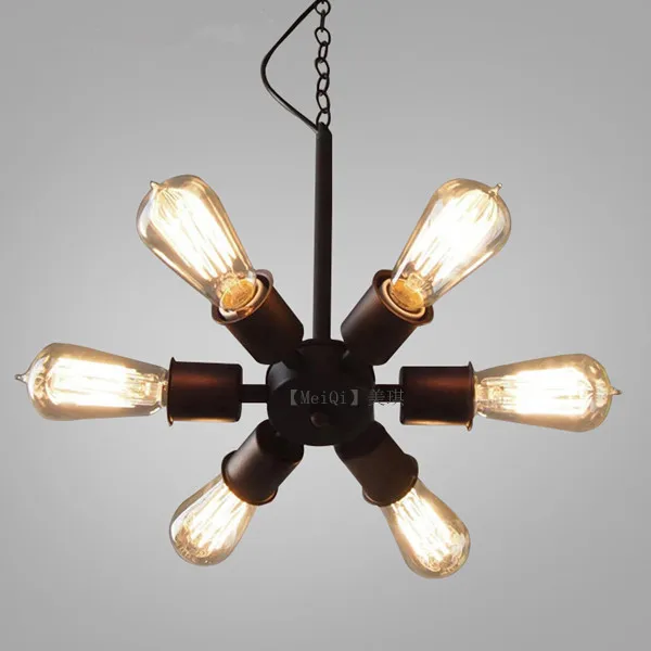 

Loft American Vintage Black Iron Industrial Wind Pendant Light Study Restaurant Bar Cafe Living Room Lamps Hanging Lamp