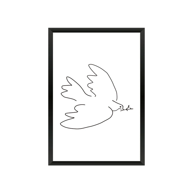 Пикассо абстрактные плакаты принты линия Рисование картина с рисунком животных на стене для современного искусства птицы картины декор для гостиной - Цвет: Default