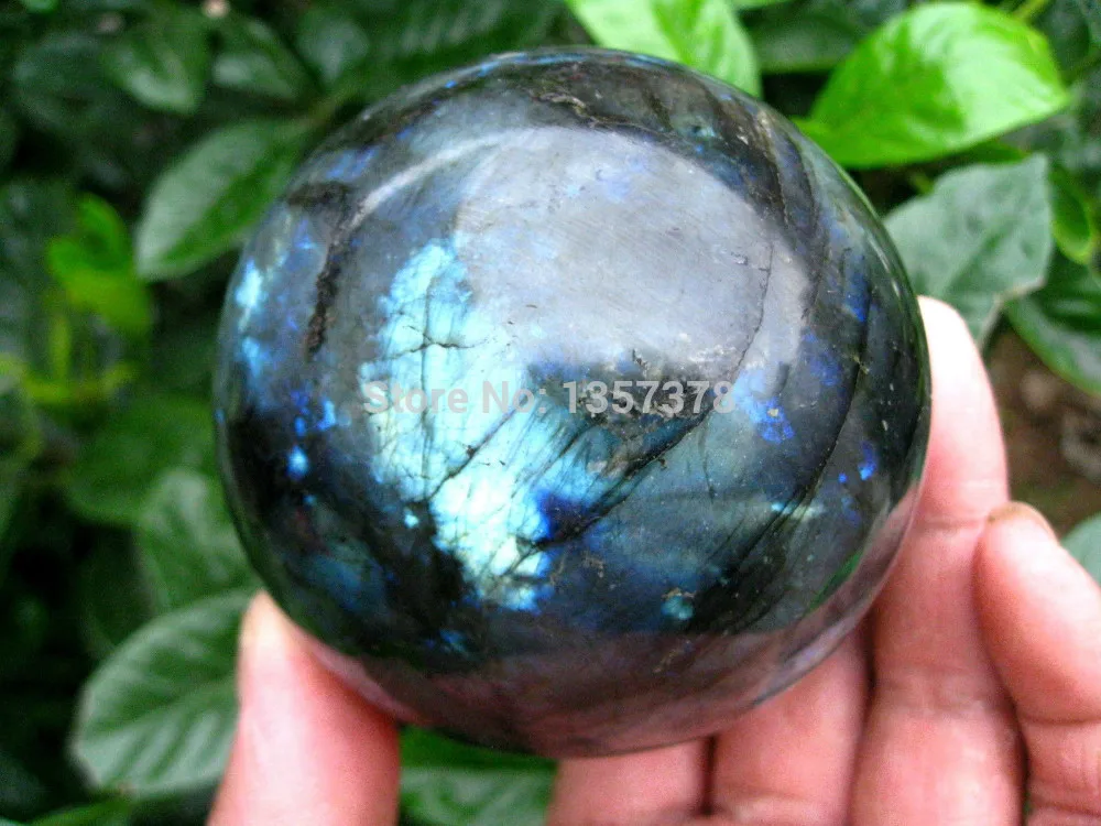 

huij 0066 NATURAL Labradorite quartz crystal sphere ball healing Bronze Statue