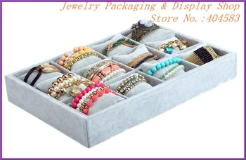 

Hot sale gray velvet MDF jewelry watch display bracelet holder