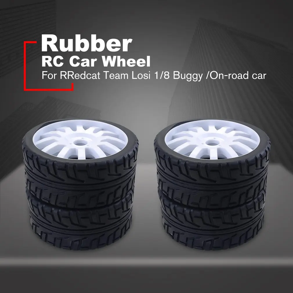 4 шт. 1/8 RC автомобильные резиновые шины пластиковые колеса для Redcat Team Losi VRX автомобильные шины HSP Carson Hobao 1/8 багги/внедорожный автомобиль