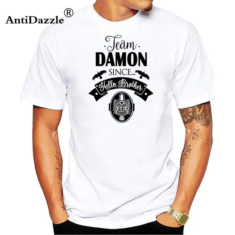 

Antidazzle Printed Tees Shirt Men Custom Cotton Short Sleeve The Vampire Diaries Damon Salvatore Guys Clothes Tops Men T-shirts