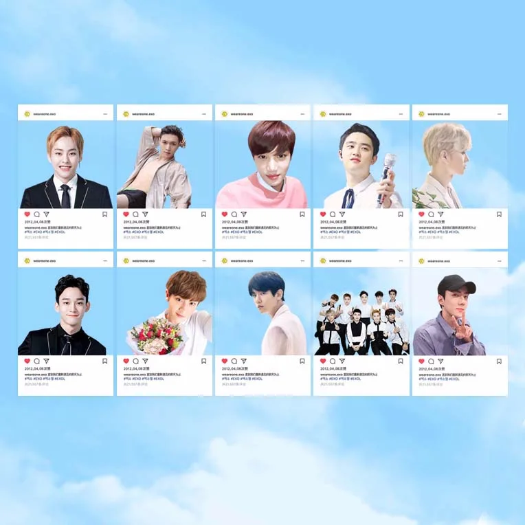 

[MYKPOP]EXO INS (Polaroid) transparent water-proof Photo Card K-POP New Fashion Paper Cards Photocard SA18030829