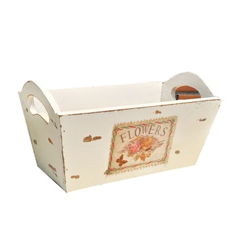 

Vintage Wood Storage Basket Ornaments Crafts Europe Flower Basket Garbage Box Figurines Home Decoration Living Room Decor Gifts