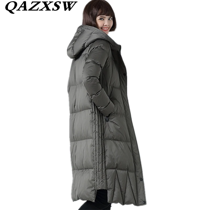 Goede 2018 Nieuwe Vrouwen Winter Down Jas Grote Size Lange Donsjack Vrouwen Dikke Hooded Coat Fashion Solid Dunne Zachte Warme bovenkleding LF152