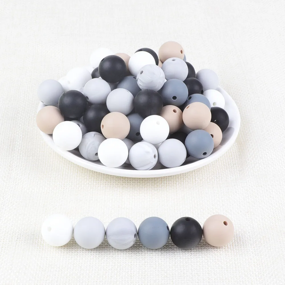 BOBO.BOX 300pcs Silicone Beads 12mm Food Grade Baby Teethers Beads Round Pacifier Chain Accessories Baby Silicone Teething Toys - Цвет: A