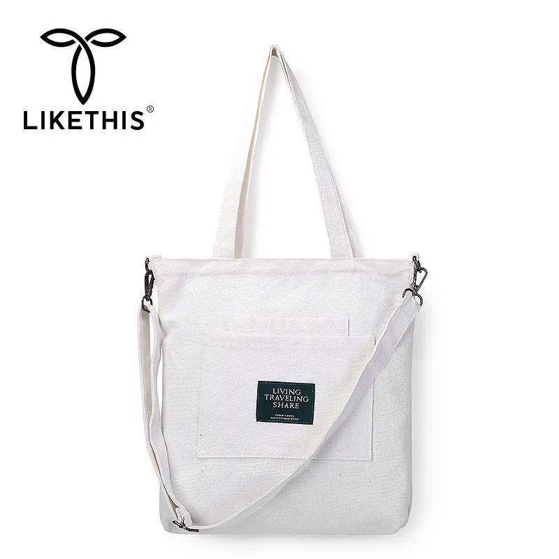 

LIKETHIS Women Student Cotton Fashion Canvas Shoulder Bags Tote Lady Handbag Shopping Large Capacity Pouch Crossbody Bags Casual