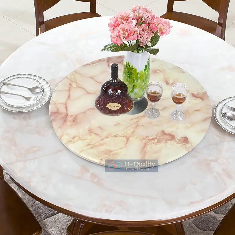 Tempered Glass Lazy Susan Glass Dining Table Top Turntable Swivel Plate Marble Like Wired Glass Wheel Base_0004