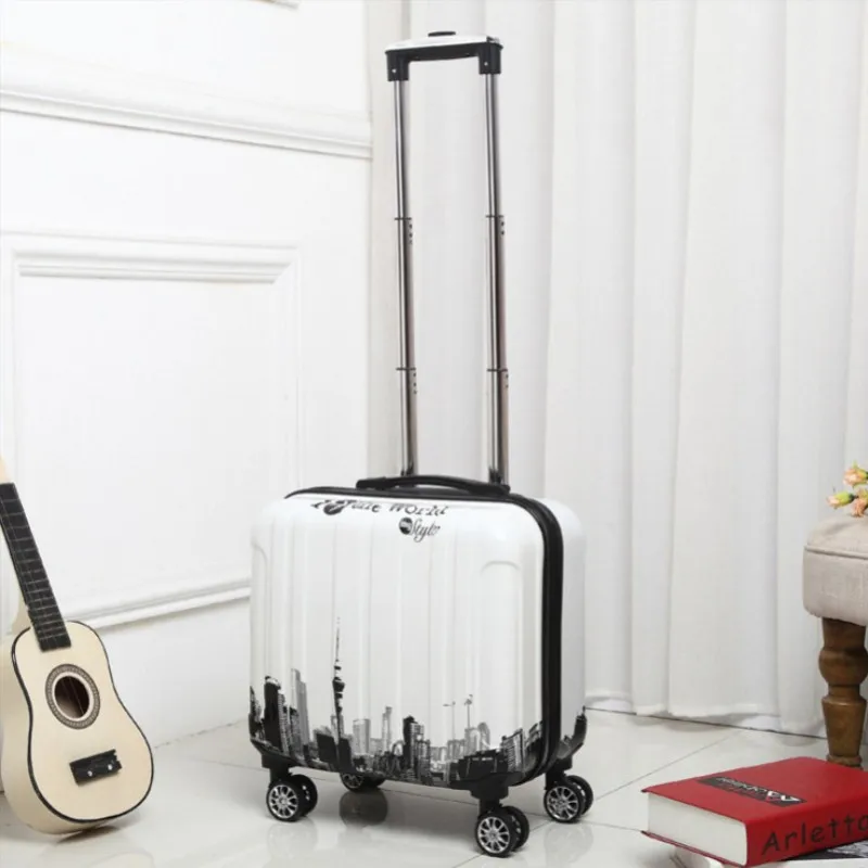 18 дюймовый зеркало чашку Чемодан мультфильм trolleyCase ABS + PCfemale коробка