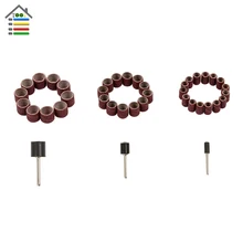 63pc/Set 80Grit 6.3mm 9.5mm 12.7mm 3 Sizes Drum Sanding Kit Rubber MandrelsFit Dremel Nail Drill Grinding Rotary Tools