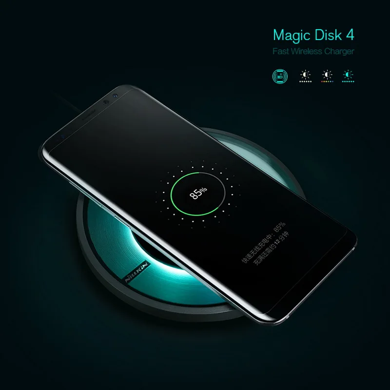 Qi беспроводной зарядный коврик Nillkin Magic Disk быстрое зарядное устройство для samsung Galaxy S7 S8 S9 Plus Note 8 Iphone x 7 8 plus цветной светодиодный - Тип штекера: Универсальный