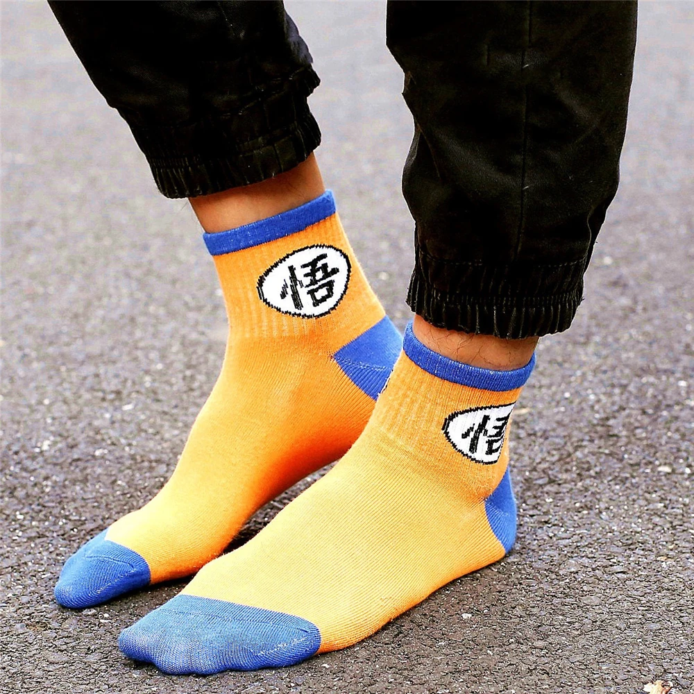 Мужские хлопковые носки в стиле аниме «Супер сайян Сон Гоку», «Жемчуг дракона», Харадзюку», новые модные уличные носки унисекс для скейтборда