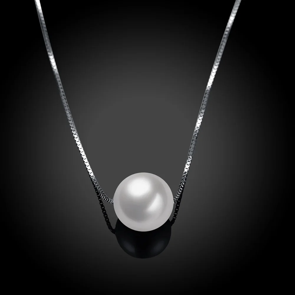 Ann & Snow Simple Ladies Jewelry 925 Sterling Silver Necklace White Shell Pearl Pendant Necklaces Fashion Gift Accessories