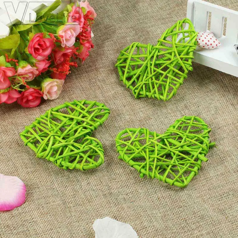 green 10 шт. ротанговый шар 10 см сердце сепактакрау украшения свадьбы День рождения DIY украшения ротанга Звезда сувениры Поставки - Цвет: green