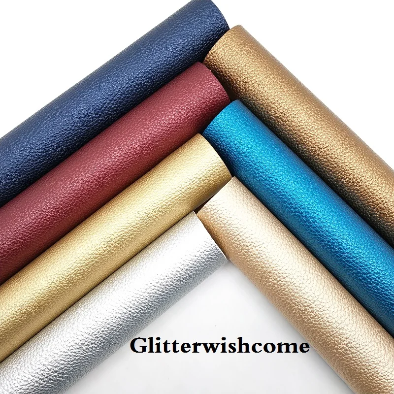 

Glitterwishcome 21X29CM A4 Size Vinyl For Bows Metallic LITCHI PU Leather Fabirc Faux Leather Sheets for Bows, GM137A