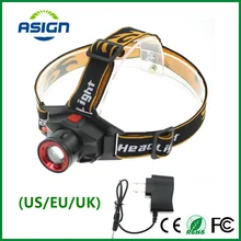 Built-in Lithium Battery Rechargeable LED Headlight Cree Q5 Waterproof High Brightness 3 Modes Zoomable Torch Headlamp + Charger