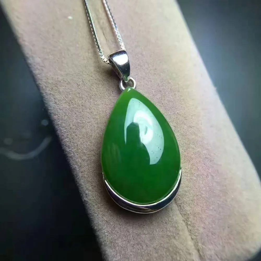 Naturel vert jasper pendentif naturel pierre gemme pendentif 925 en argent sterling mode élégant gr