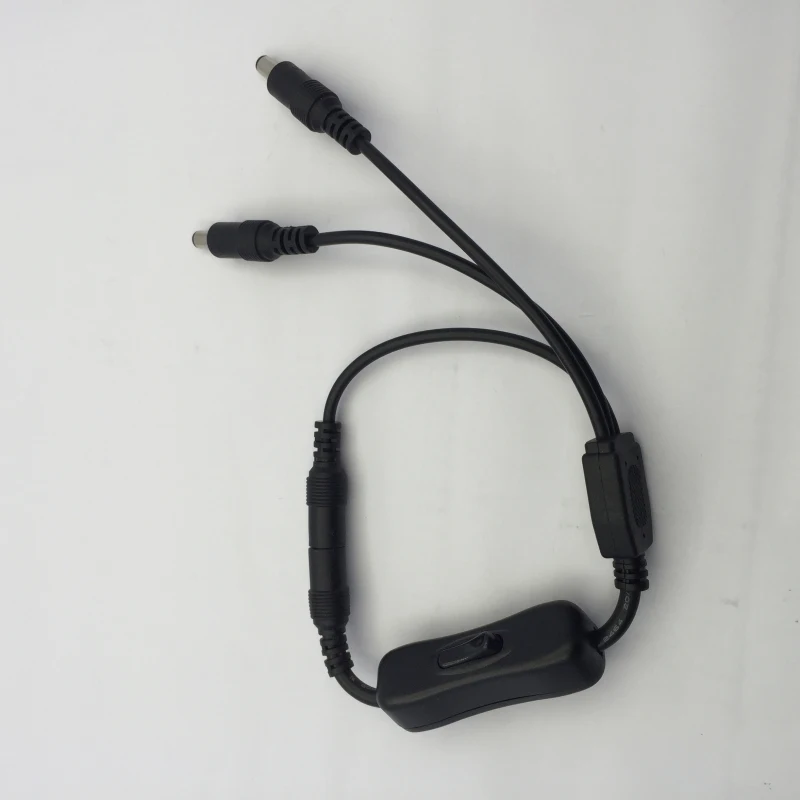 

5pcs Black 1 Female to 3 Male DC switch line cable Splitter Adapter Connector Line Switch Button