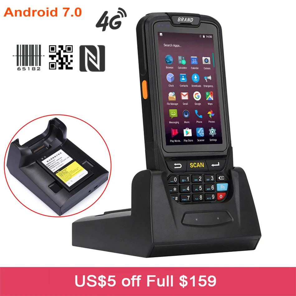 

DHL Free Shipping 4 inch Touch Screen IP65 Waterproof Industrial PDA Handheld Terminal 1D 2D Laser Barcode Scanner Android 7.0